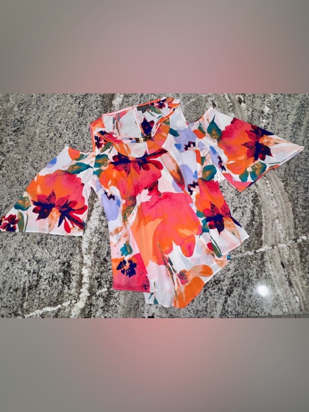 *NWT* BOLD Elements Floral Cold Shoulder Top XL - Picture 5 of 8
